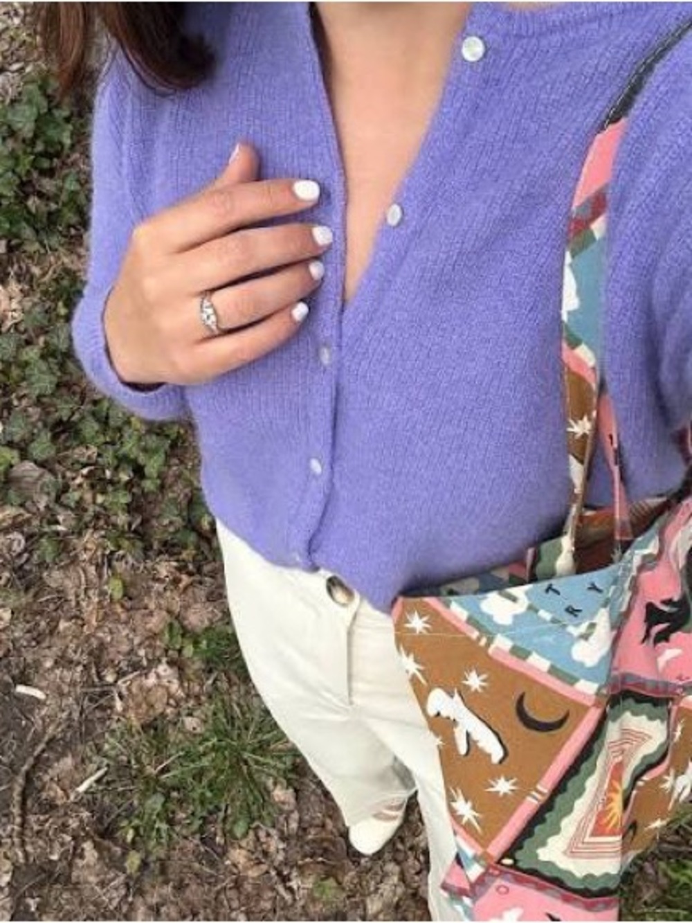 Sézane Pastel Violet Lavender Gaspard Sweater Cardigan NWT Small